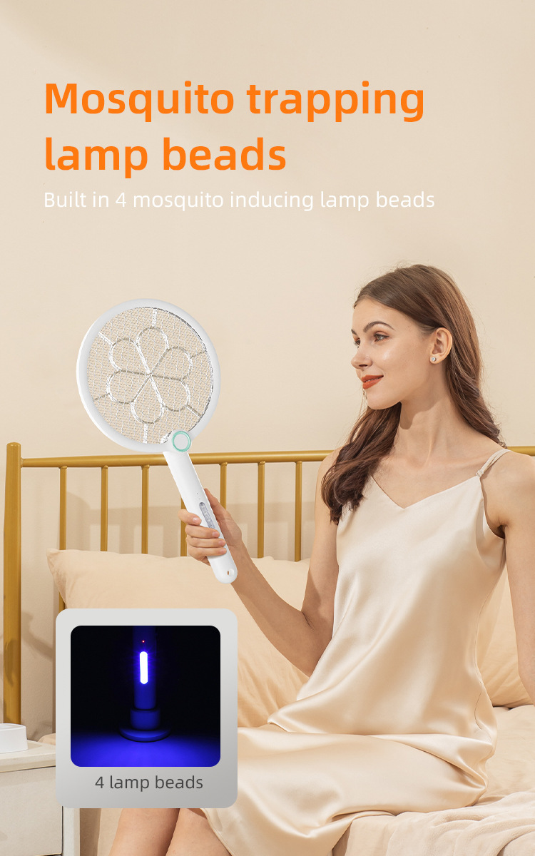 2-in-1 Foldable Electric Mosquito Swatter & UV Light Killer Lamp with 180° Rotating Head and Base - Wall-Mounted & Self-Standing Non-Toxic Pest Control