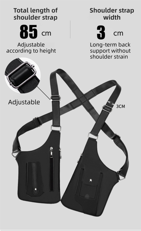 Black Multi-functional Expandable Men%27s Tactical Chest Rig Bag - Waterproof & Lightweight Retro Underarm Pack