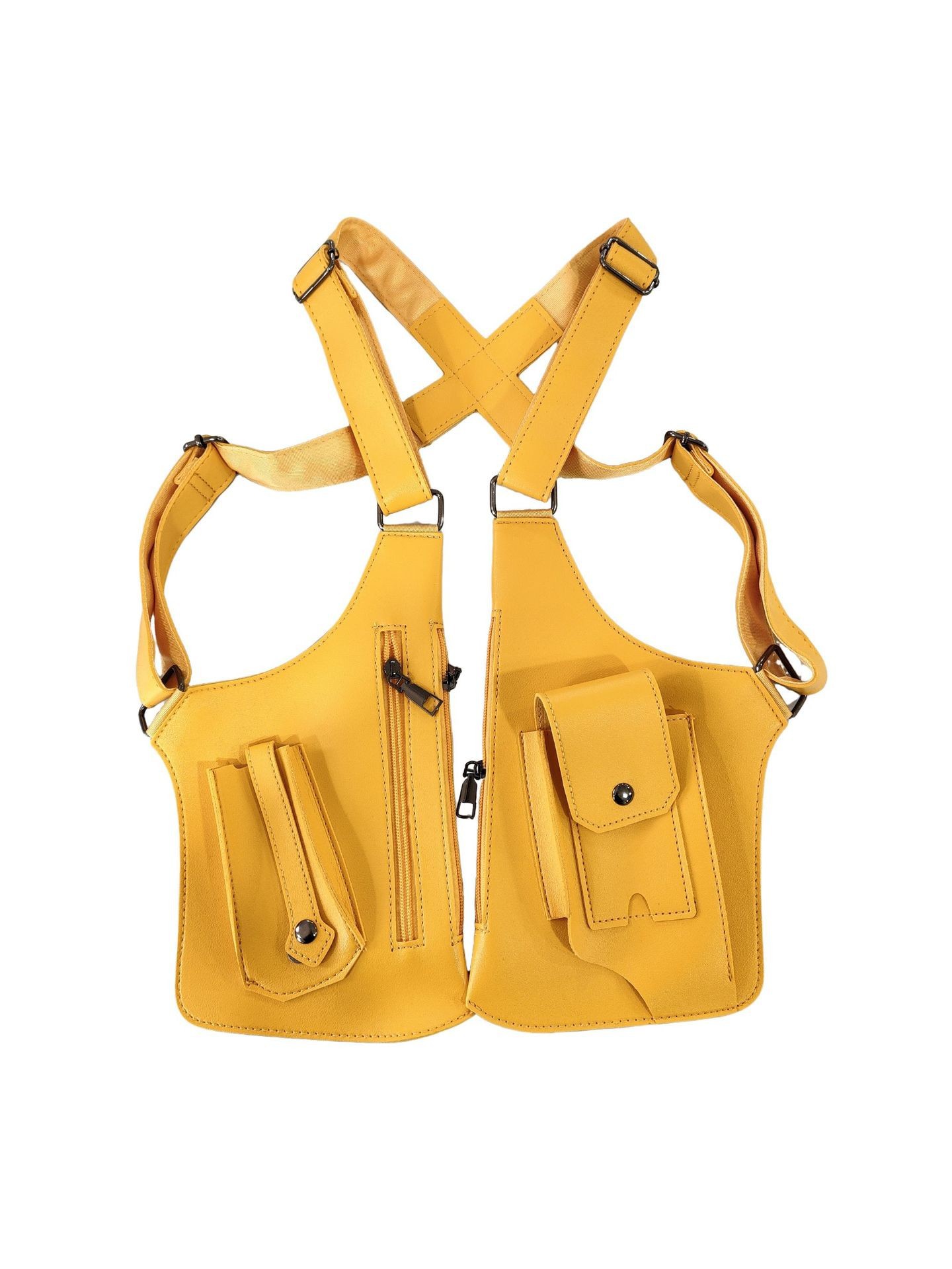 Yellow Multi-functional Expandable Men%27s Tactical Chest Rig Bag - Waterproof & Lightweight Retro Underarm Pack