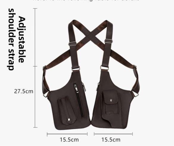 Coffee Multi-functional Expandable Men%27s Tactical Chest Rig Bag - Waterproof & Lightweight Retro Underarm Pack