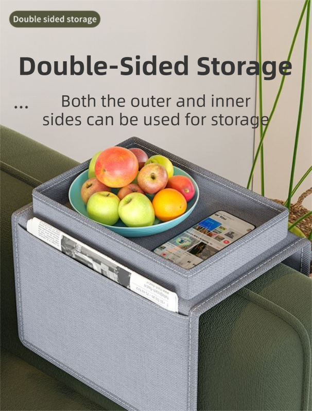 Beige Foldable Sofa Armrest Organizer With 3-Zones - 20kg Load Capacity