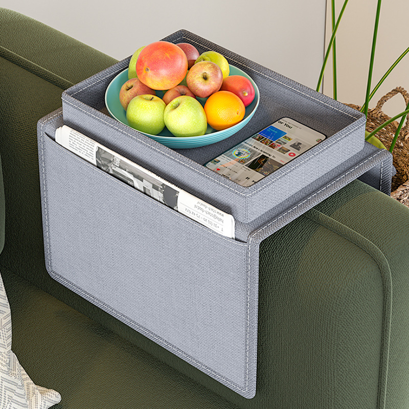 Grey Foldable Sofa Armrest Organizer With 3-Zones - 20kg Load Capacity