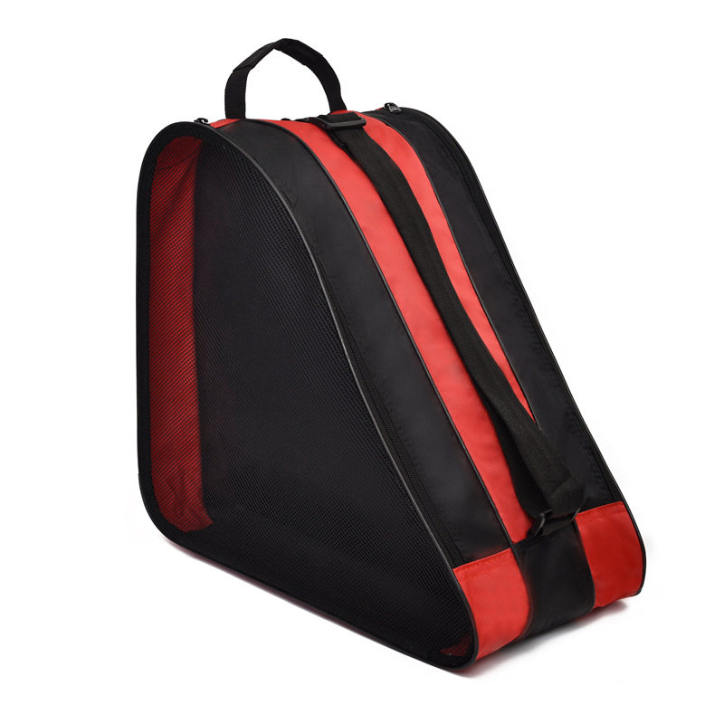 Red 3-Compartment Roller Skate Bag Breathable Mesh Ice Skate Carrier with Adjustable Shoulder Strap for Kids and Adults Australian Sports Accessories