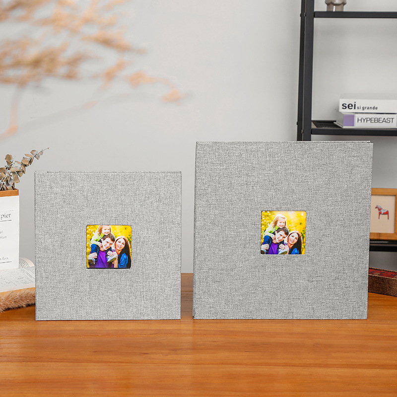 Grey Linen Self-Adhesive Photo Album DIY Scrapbook with Cover Window 11x10.6 Inch for Family Wedding Travel Memories Preservation Australian Home