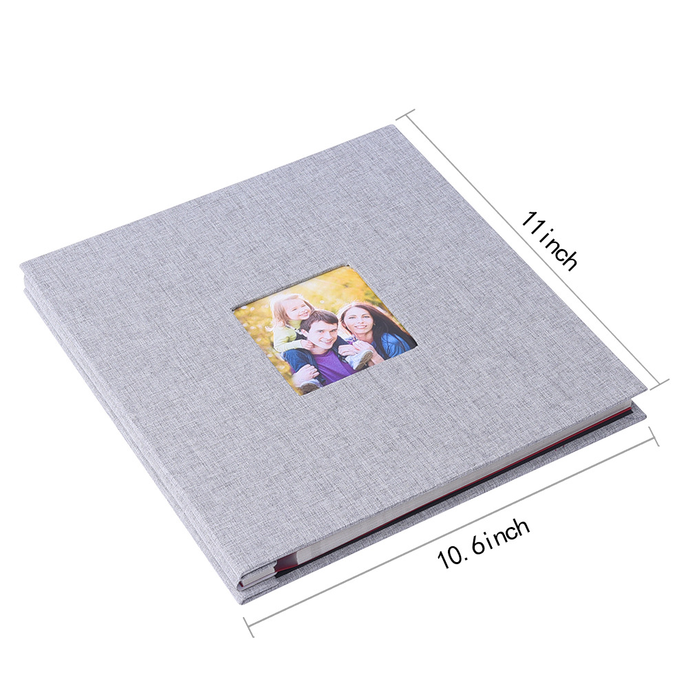 Grey Linen Self-Adhesive Photo Album DIY Scrapbook with Cover Window 11x10.6 Inch for Family Wedding Travel Memories Preservation Australian Home