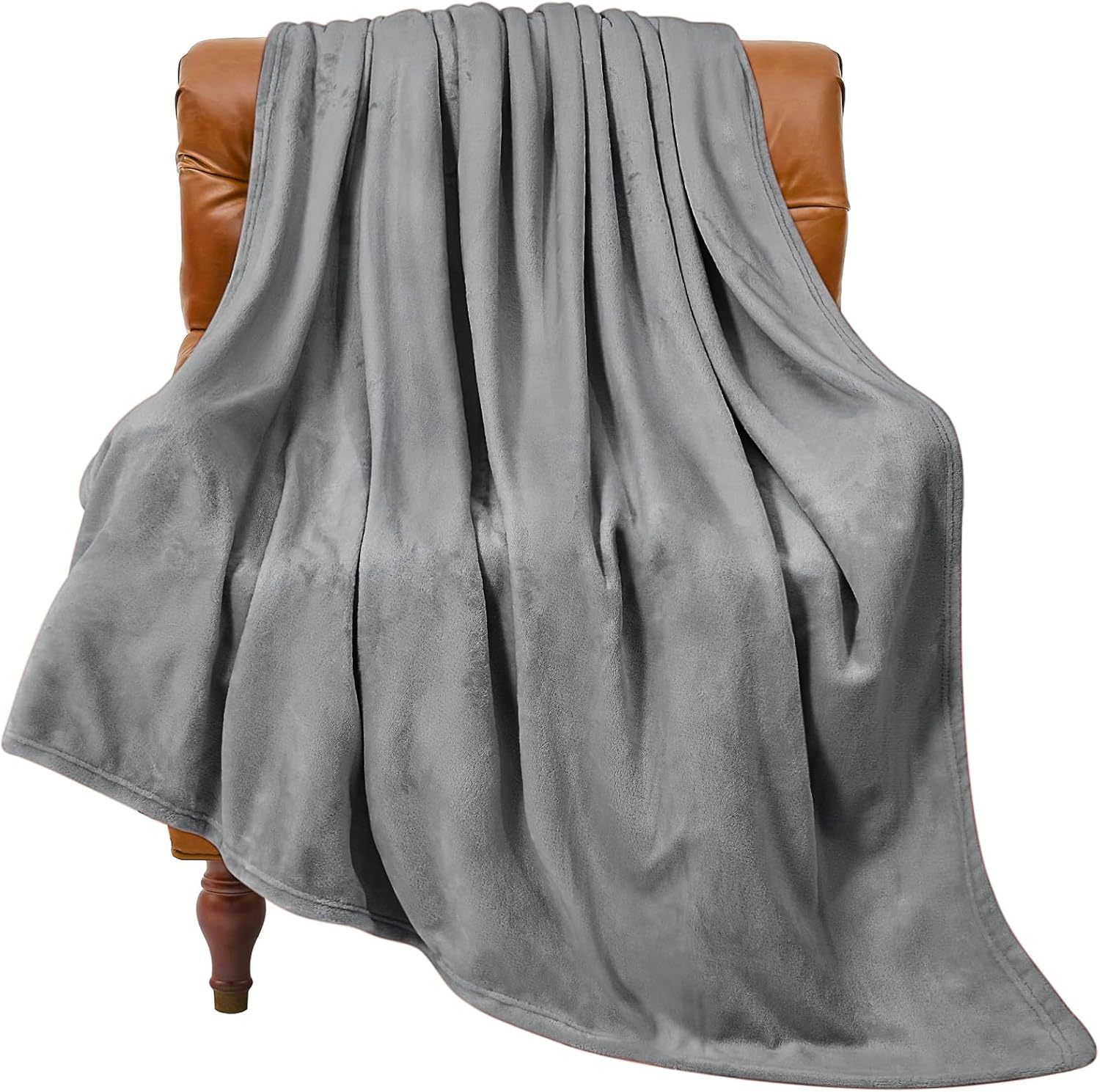 Grey Ultra-Soft Coral Fleece Blanket – Lightweight Summer Throw for Office Naps