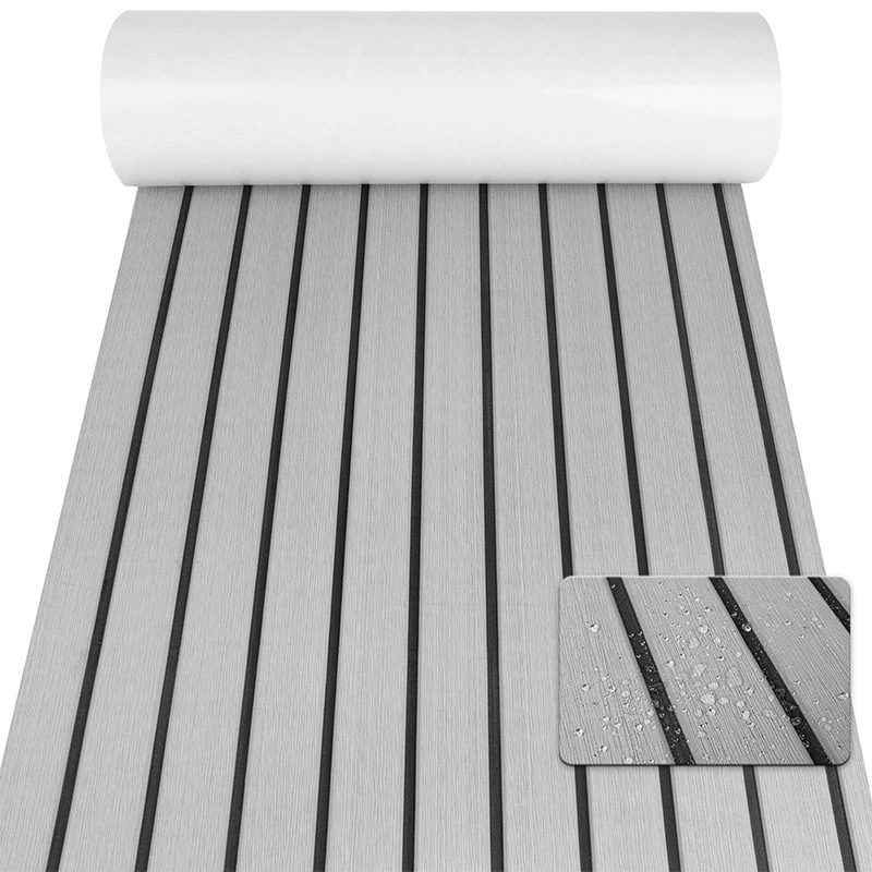 Non-Slip EVA Foam Boat Flooring Sheet Grey with Black Stripes Self-Adhesive Marine Decking Mat for Yacht and Boat Deck DIY Upgrade(2400x1200x6mm) Non-Slip EVA Foam Boat Flooring Sheet Grey with Black Stripes Self-Adhesive Marine Decking Mat for Yacht and Boat Deck DIY Upgrade(2400x1200x6mm)