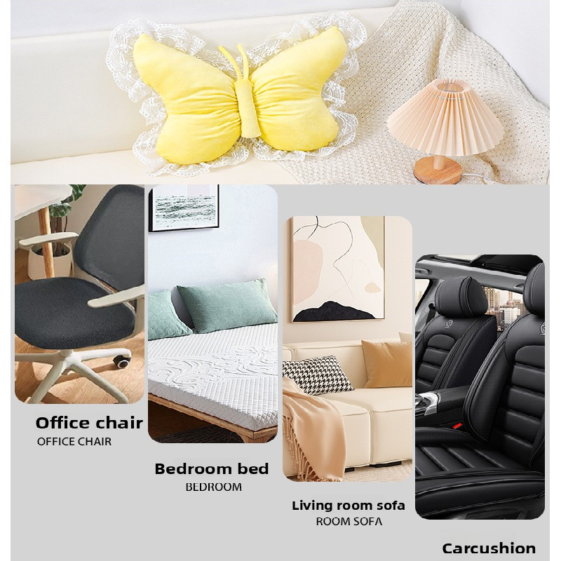 Yellow Elegant Butterfly Lace Throw Pillow 60x45cm Soft Decorative Cushion for Sofa Bedroom Office and Car Comfort Backrest Accessory