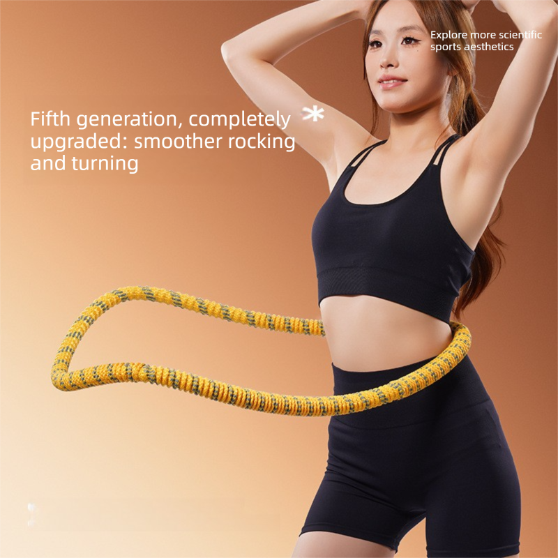 Yellow Weighted Soft Spring Hula Hoop with Silent Alloy Interior and Polyester Wrap for Home Gym Full Body Fitness and Abdominal Training Solution Yellow Weighted Soft Spring Hula Hoop with Silent Alloy Interior and Polyester Wrap for Home Gym Full Body Fitness and Abdominal Training Solution