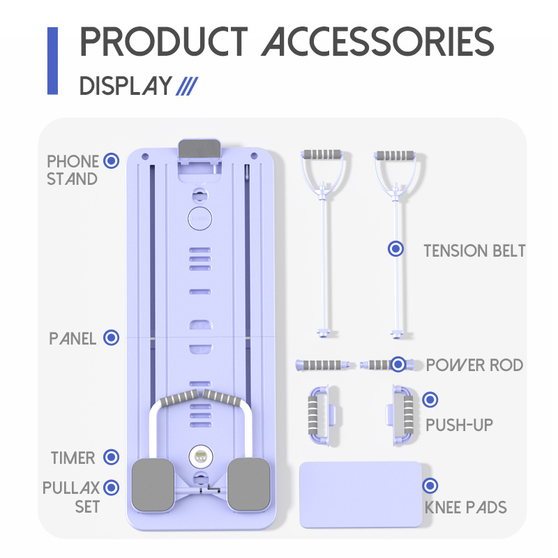 Purple Multi-functional Core Training Board with Digital Timer and Resistance Bands Foldable Fitness Panel for Home Abdominal and Pilates Workouts Solution Purple Multi-functional Core Training Board with Digital Timer and Resistance Bands Foldable Fitness Panel for Home Abdominal and Pilates Workouts Solution