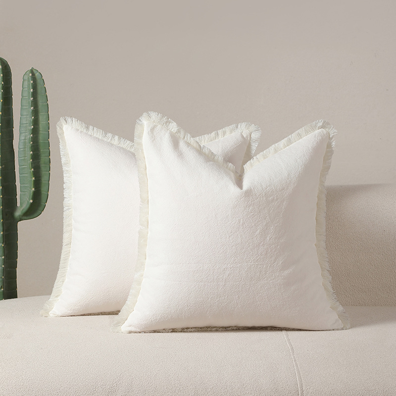 White 2 Pack Bohemian Tassel Pillowcases Soft Washed Cotton Cushion Covers for Living Room Sofa Elegant Decor Solution for Local Standard Home Environments White 2 Pack Bohemian Tassel Pillowcases Soft Washed Cotton Cushion Covers for Living Room Sofa Elegant Decor Solution for Local Standard Home Environments