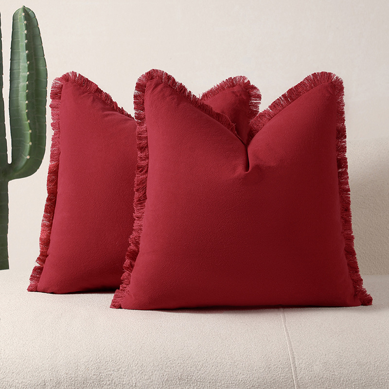 Red 2 Pack Bohemian Tassel Pillowcases Soft Washed Cotton Cushion Covers for Living Room Sofa Elegant Decor Solution for Local Standard Home Environments Red 2 Pack Bohemian Tassel Pillowcases Soft Washed Cotton Cushion Covers for Living Room Sofa Elegant Decor Solution for Local Standard Home Environments