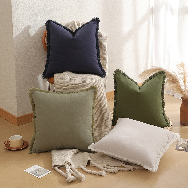 Mocha brown 2 Pack Bohemian Tassel Pillowcases Soft Washed Cotton Cushion Covers for Living Room Sofa Elegant Decor Solution for Local Standard Home Environments