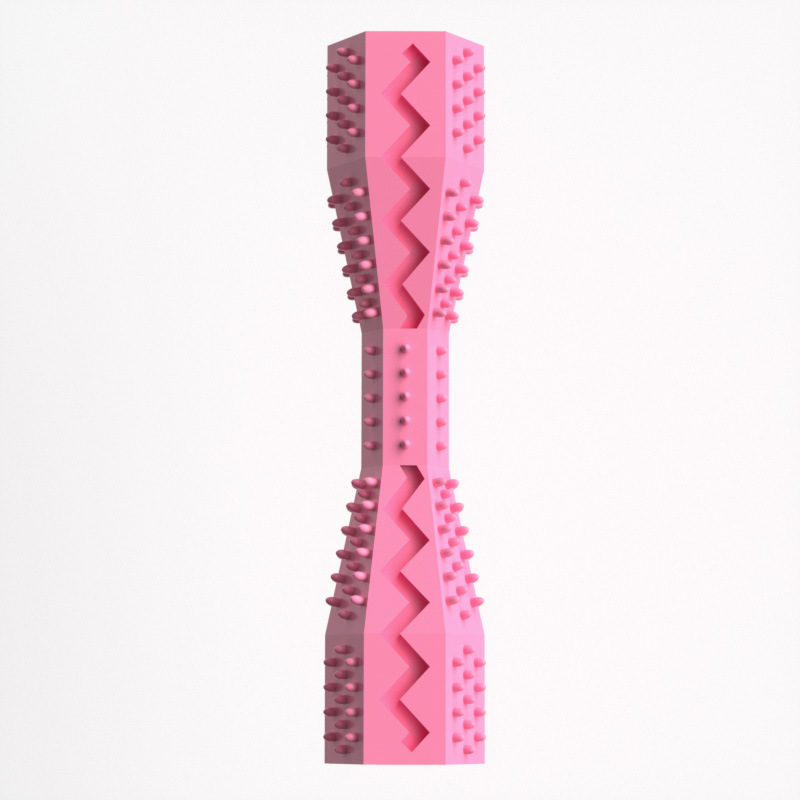 2-Pack Rose red Hexagonal Pet Chew Toy – Durable Rubber Dog & Cat Teething Stick for Dental Care, Biting Relief and Mental Stimulation