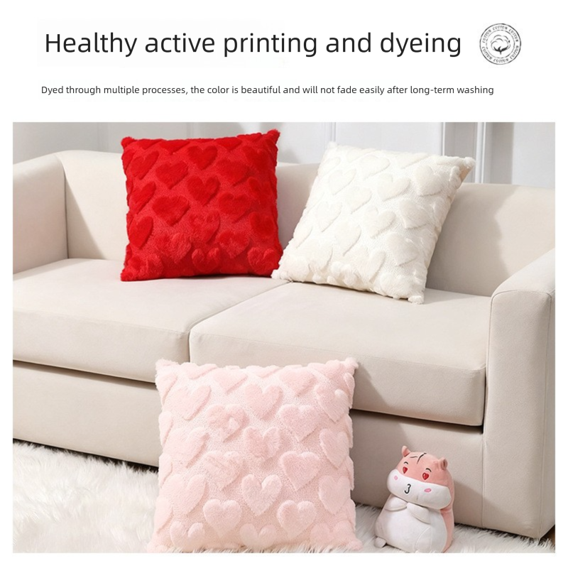 2-PCS White Romantic Heart-Shaped Tufted Pillow Covers Soft Plush 45x45cm Decorative Cushion Cases for Valentine%27s Day Living Room Sofa Local Standard Fit