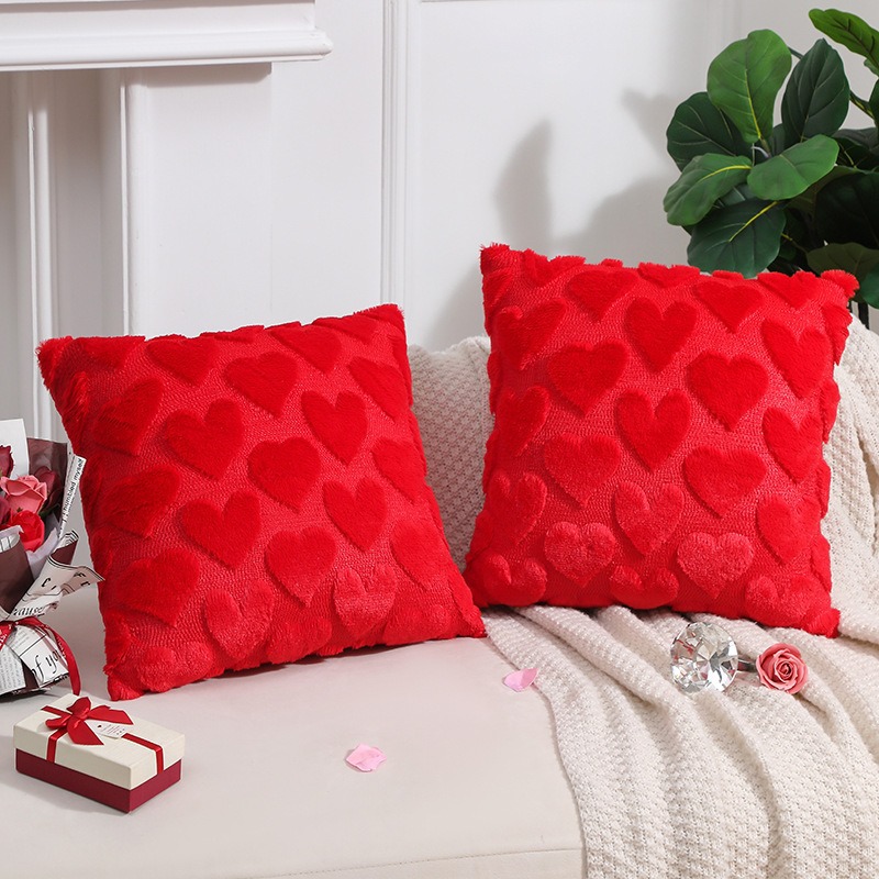 2-PCS Red Romantic Heart-Shaped Tufted Pillow Covers Soft Plush 45x45cm Decorative Cushion Cases for Valentine%27s Day Living Room Sofa Local Standard Fit 2-PCS Red Romantic Heart-Shaped Tufted Pillow Covers Soft Plush 45x45cm Decorative Cushion Cases for Valentine%27s Day Living Room Sofa Local Standard Fit
