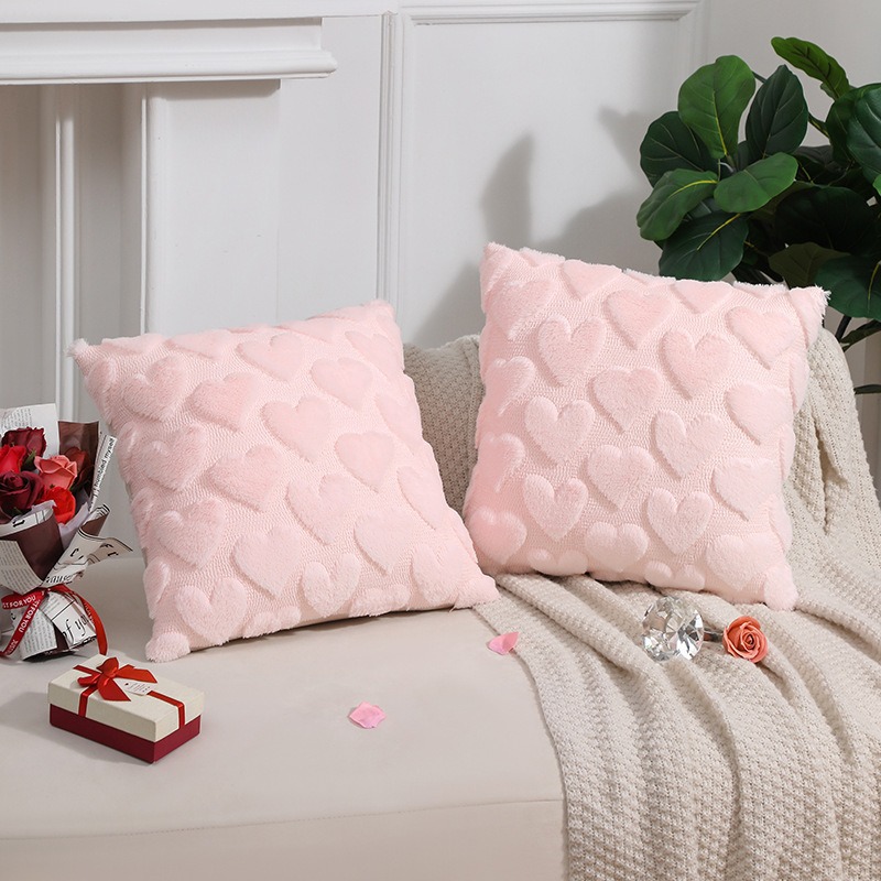2-PCS Pink 45x45cm Heart Pattern Plush Pillow Cover with Insert – Soft Textured Decorative Cushion for Living Room or Bedroom 2-PCS Pink 45x45cm Heart Pattern Plush Pillow Cover with Insert – Soft Textured Decorative Cushion for Living Room or Bedroom