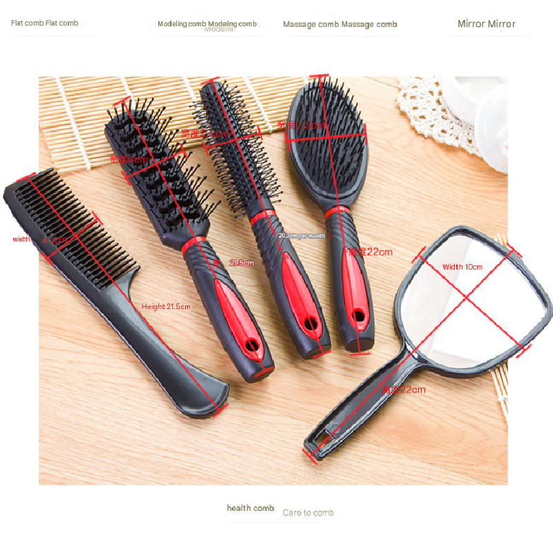 Blue 5-Piece Hair Care Set with Rotating Stand – Includes Flat Comb