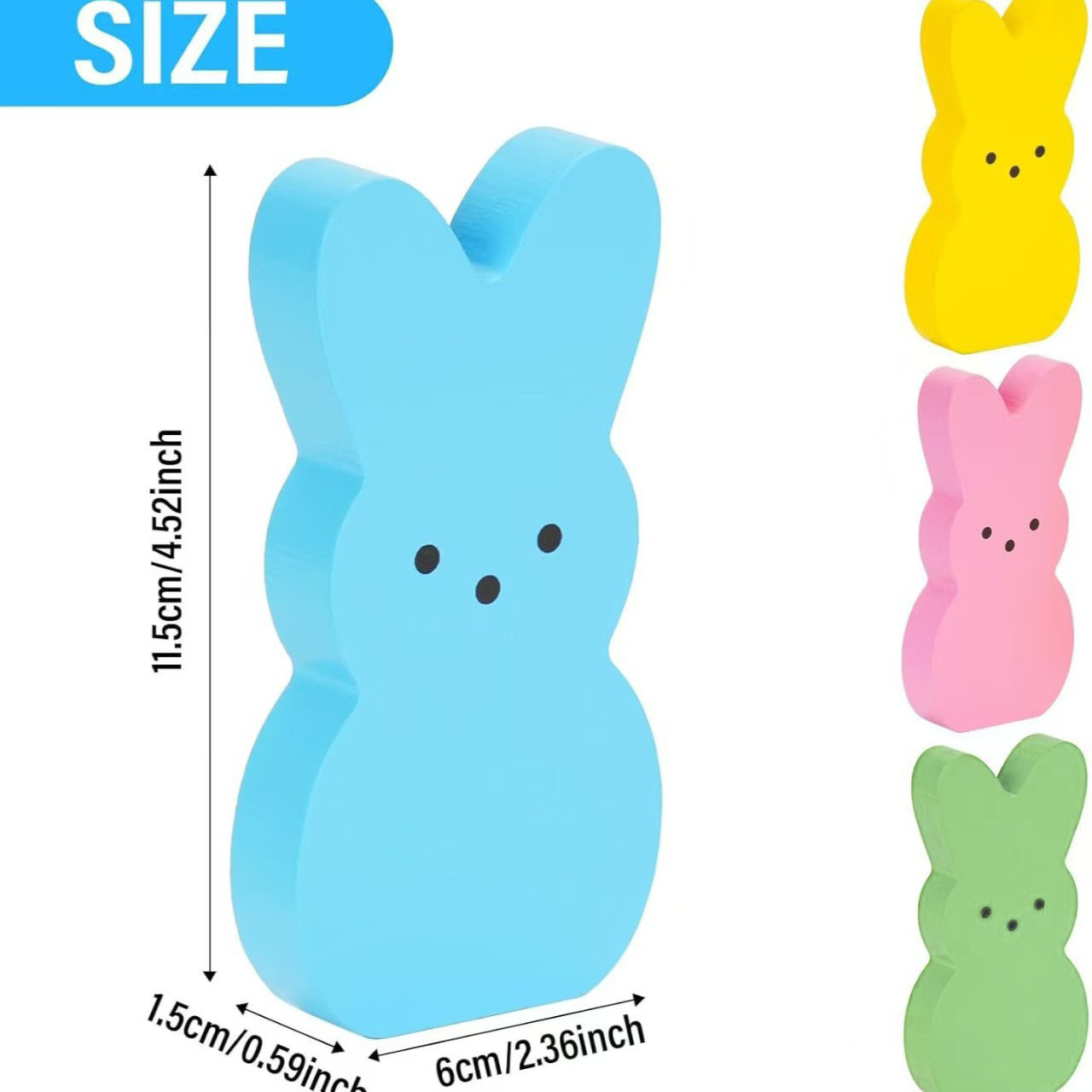 2-PCS Cute Wooden Easter Bunny Decorations Set of 4 in Pastel Colors for Home Tabletop Display Spring Holiday Decor