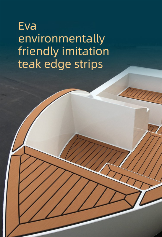 EVA Faux Teak Boat Flooring Border Trim Self Adhesive Marine Decking Strip Non Slip Foam Sheet for Yacht Caravan RV (Dark Grey & Black