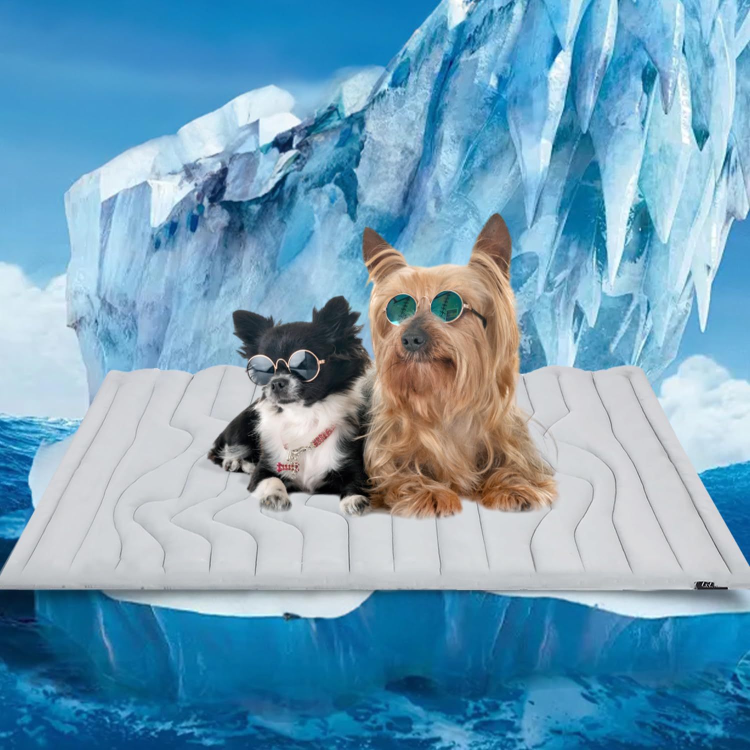 Pet Cooling Mat Self Cooling Pad for Dogs Cats Dual Sided Summer Sleeping Bed Grey Extra large (150x101cm)