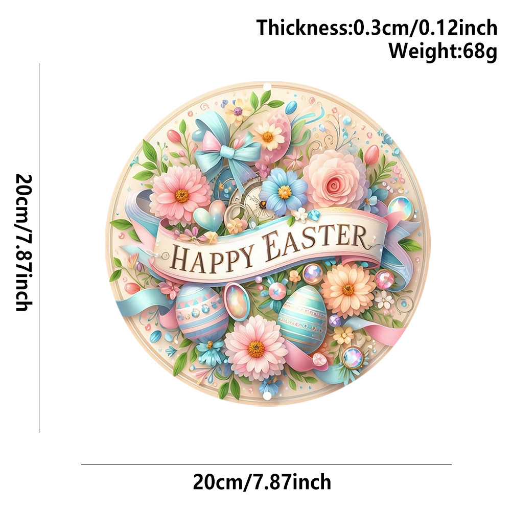 Easter Wooden Door Sign & Hanging Ornament 3-Piece Set – Happy Easter Flowers