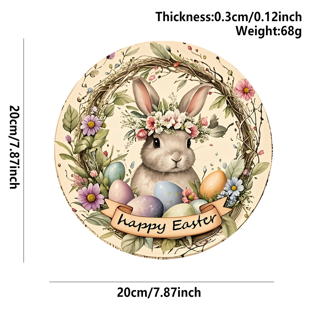 Easter Wooden Door Sign & Hanging Ornament 3-Piece Set – Happy Easter Flowers