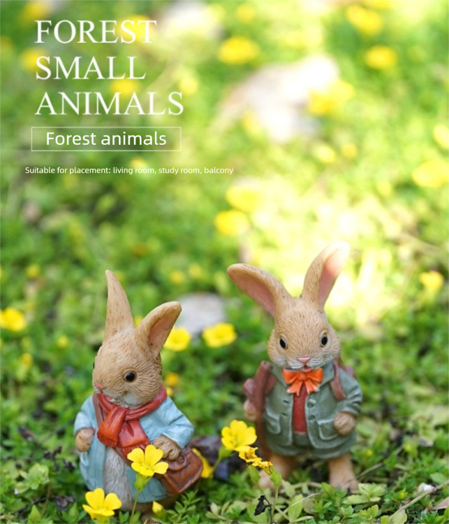 Garden Style "Explorer Bunny" Succulent Planter Decoration – Cute Rabbit Animal Figurine Resin Craft for Balcony and Pot Plant