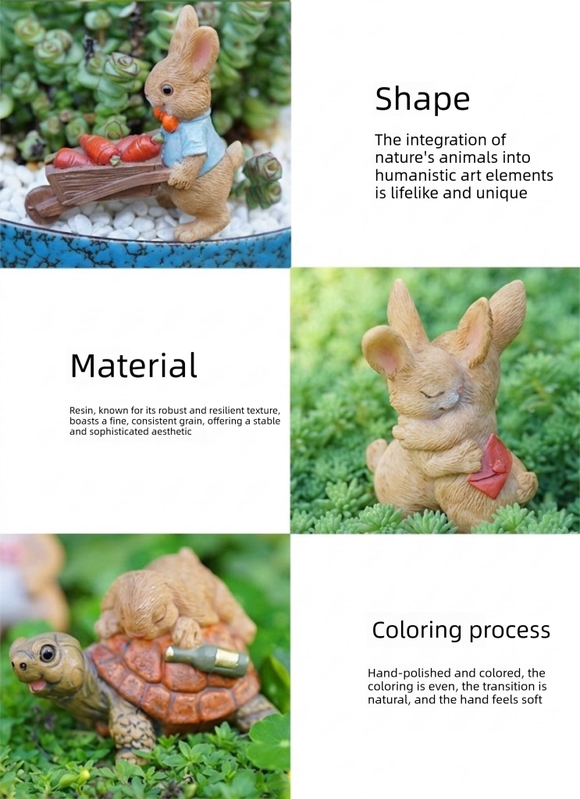 Garden Style "Raincoat Bunny" Succulent Planter Decoration – Cute Rabbit Animal Figurine Resin Craft for Balcony and Pot Plant
