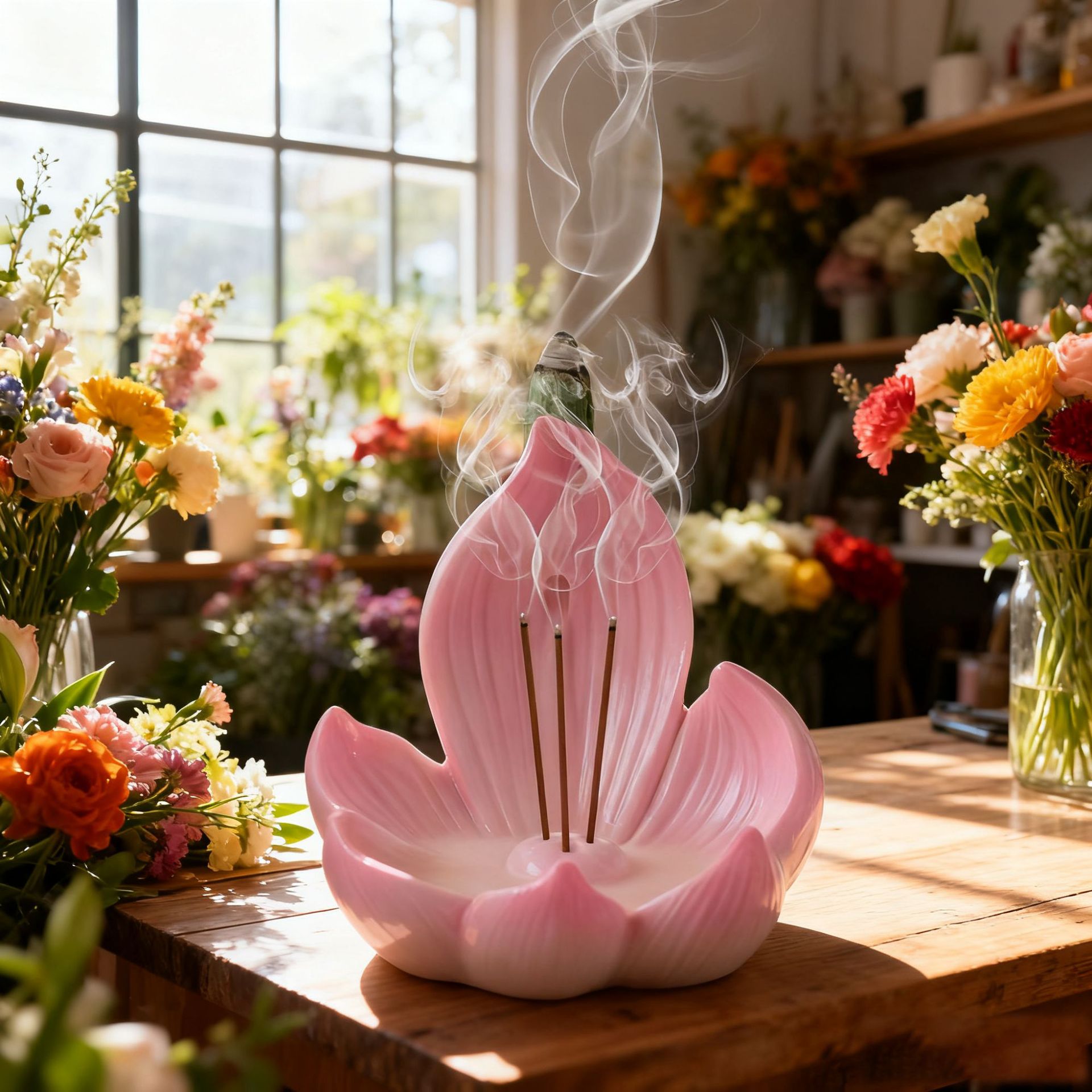 Pink Zen Lotus Waterfall Backflow Aroma Diffuser - Premium Elegant Resin Craft for Meditation & Yoga