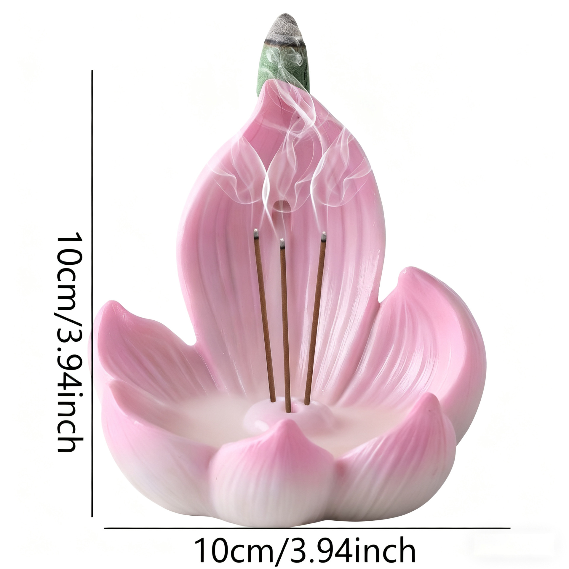 Pink Zen Lotus Waterfall Backflow Aroma Diffuser - Premium Elegant Resin Craft for Meditation & Yoga