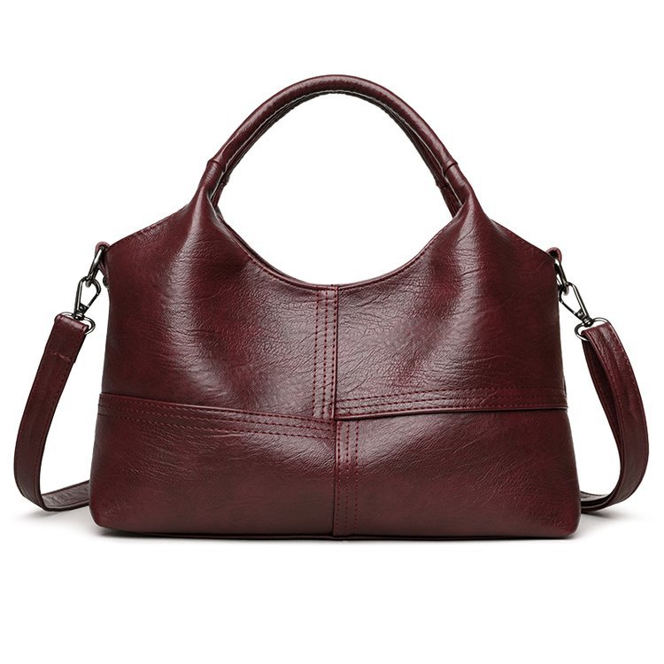 Red Retro Soft PU Leather Handbag for Women - Trendy Large Capacity Daily Crossbody Bag with Detachable Shoulder Strap