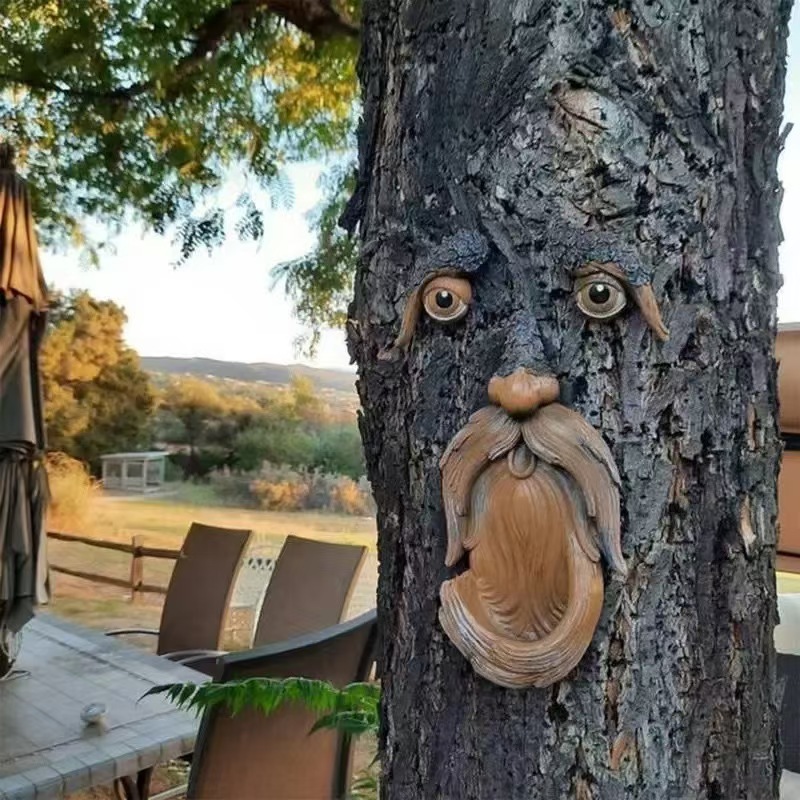 Old Man Tree Face Bird Feeder - Weather-Resistant Resin Bark Wild Bird Feeder for Outdoor Yard & Patio