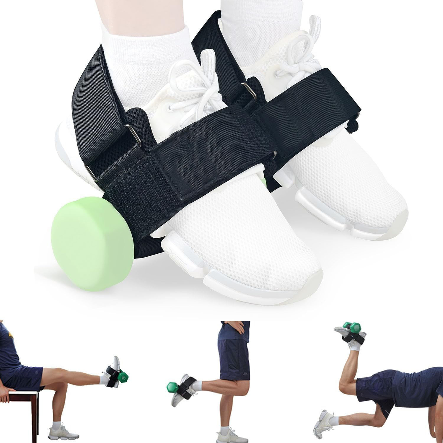 1-Pair Heavy Duty Ankle Strap Compatible With Dumbbell for Weightlifting - Adjustable Foot Attachment for Leg Curls 1-Pair Heavy Duty Ankle Strap Compatible With Dumbbell for Weightlifting - Adjustable Foot Attachment for Leg Curls