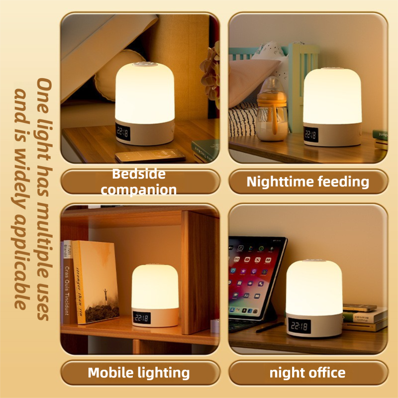 Smart Digital Clock Night Light - Touch Dimmable Bedside Lamp & Sleep Aid for Nursery