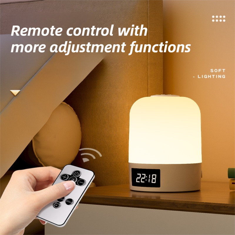 Smart Digital Clock Night Light - Remote Dimmable Bedside Lamp & Sleep Aid for Nursery