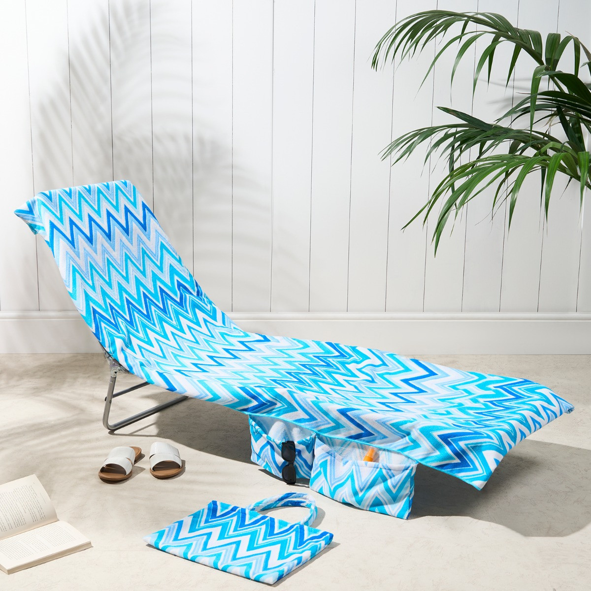 2-in-1 Microfiber Sun Lounger Towel & Portable Tote Bag - Sand-Free & Quick Dry Beach Chair Cover with Side Pockets (ST003 / 75x211cm)