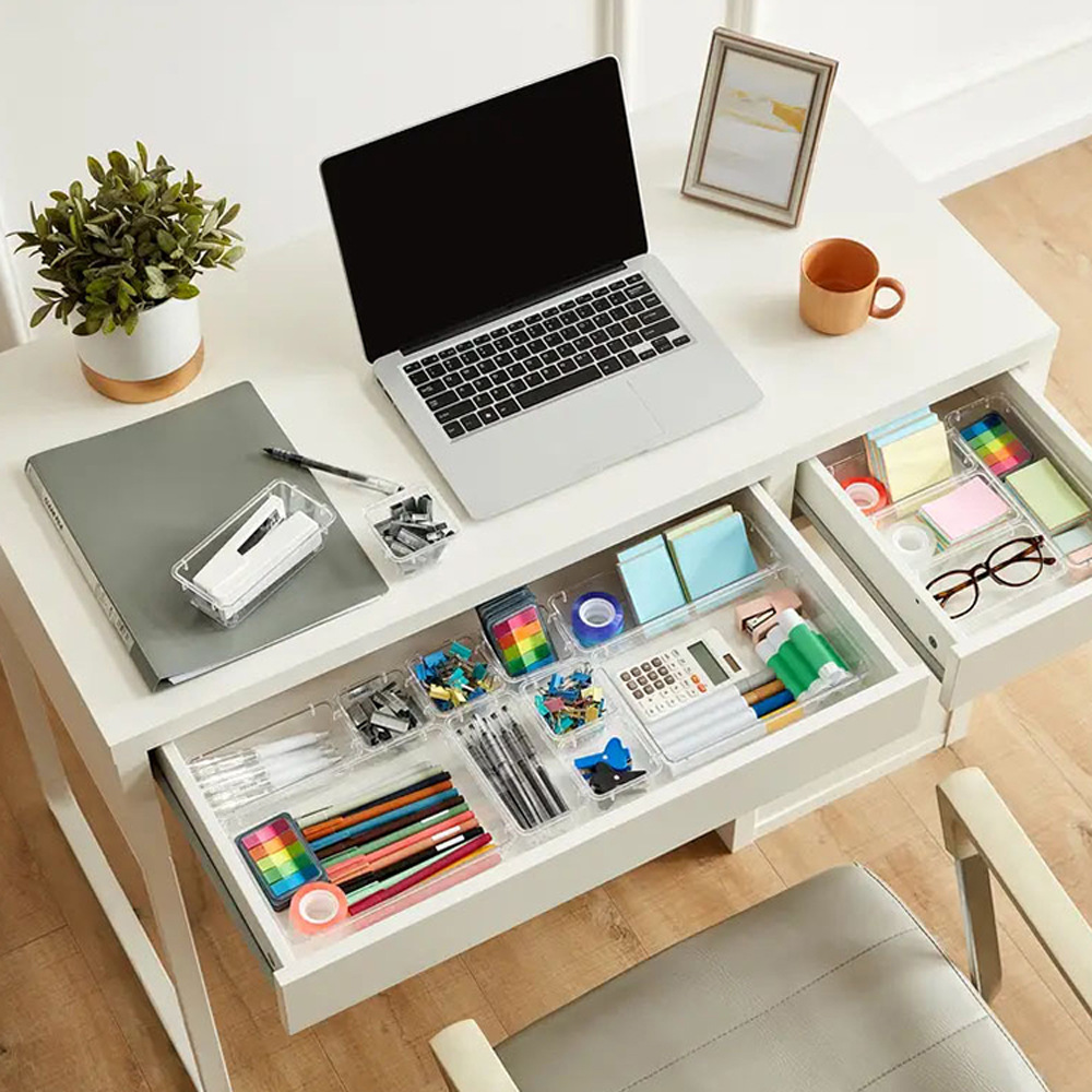 16PCS Transparent Stackable Organizer Set - 4-Size Versatile Desktop & Drawer Divider