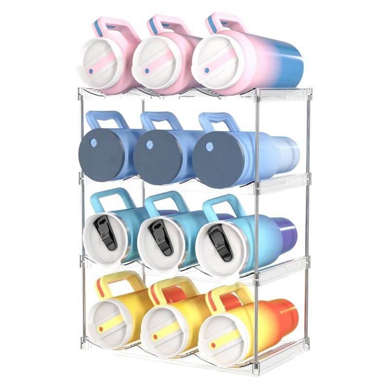 4-Tier Stackable Transparent Cup & Wine Organizer - Detachable Tumbler & Bottle Desktop Rack 4-Tier Stackable Transparent Cup & Wine Organizer - Detachable Tumbler & Bottle Desktop Rack