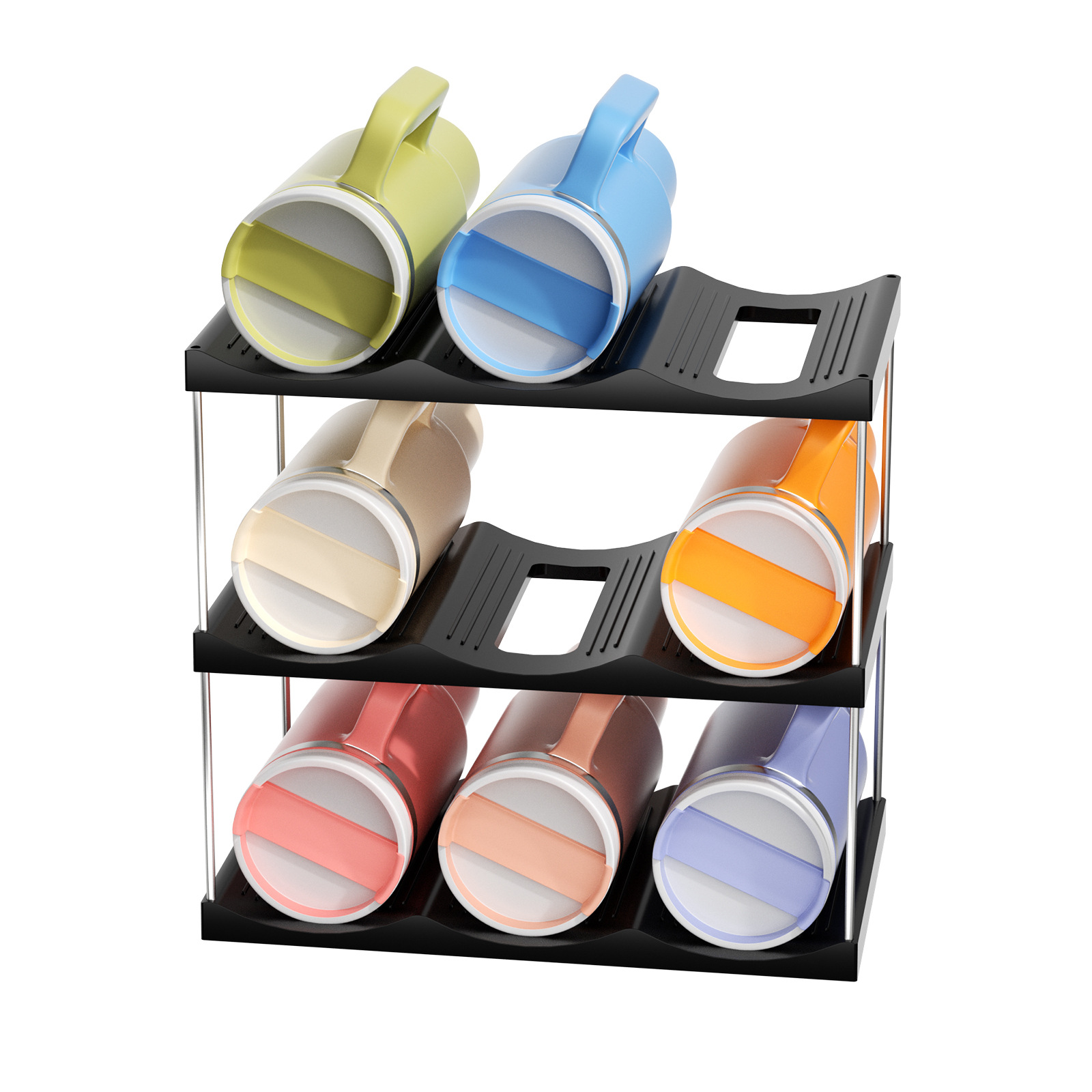 3-Tier Stackable Black Cup & Wine Organizer - Detachable Tumbler & Bottle Desktop Rack 3-Tier Stackable Black Cup & Wine Organizer - Detachable Tumbler & Bottle Desktop Rack