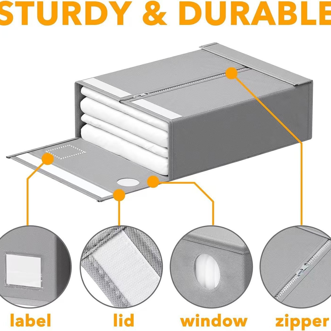 2-Pack Beige Foldable Bed Sheet Set Organizer with Clear Window