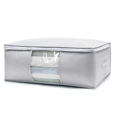 2-Pack Grey Extra Large Quilt & Clothes Storage Bag (63X43X22CM) - Breathable Wardrobe Organizer with Clear Window & Double Zippers