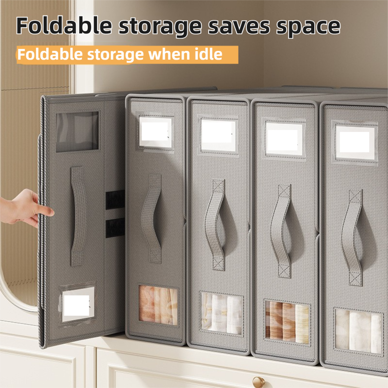 2-Pack White Foldable Bedding Storage Box with Zipper & PU Leather Handle - Wardrobe Drawer Closet Organizer for Duvet Covers & Clothing (38x32x12CM)
