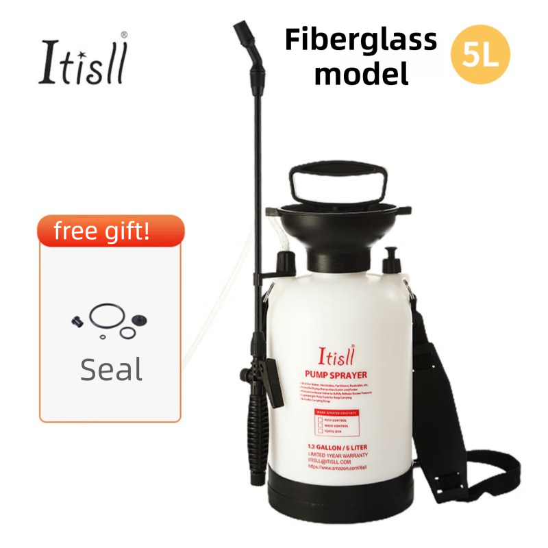 5L Professional Shoulder-Strap Pressure Sprayer with Fiberglass Wand - Multi-Purpose Manual Pump Mister for Garden & Car Wash