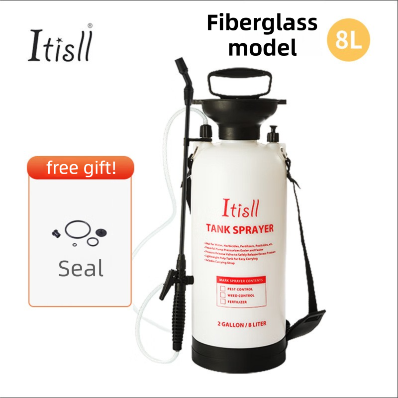 8L Professional Shoulder-Strap Pressure Sprayer with Fiberglass Wand - Multi-Purpose Manual Pump Mister for Garden & Car Wash