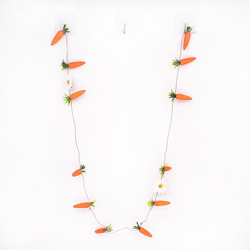 2-Pack 125CM Easter Carrot Hemp Rope Hanging Bunting - Festive Rabbit & Garden Themed Party Decoration