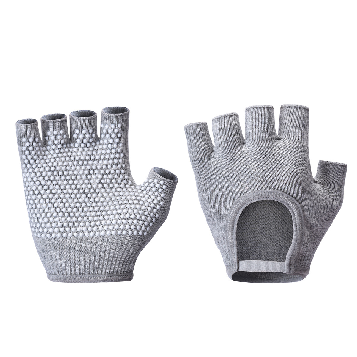 Grey 2-Pack Women%27s Non-Slip Yoga Gloves - Open Back Half Finger Cotton Stretchy Grip Gloves for Aerial Yoga Grey 2-Pack Women%27s Non-Slip Yoga Gloves - Open Back Half Finger Cotton Stretchy Grip Gloves for Aerial Yoga