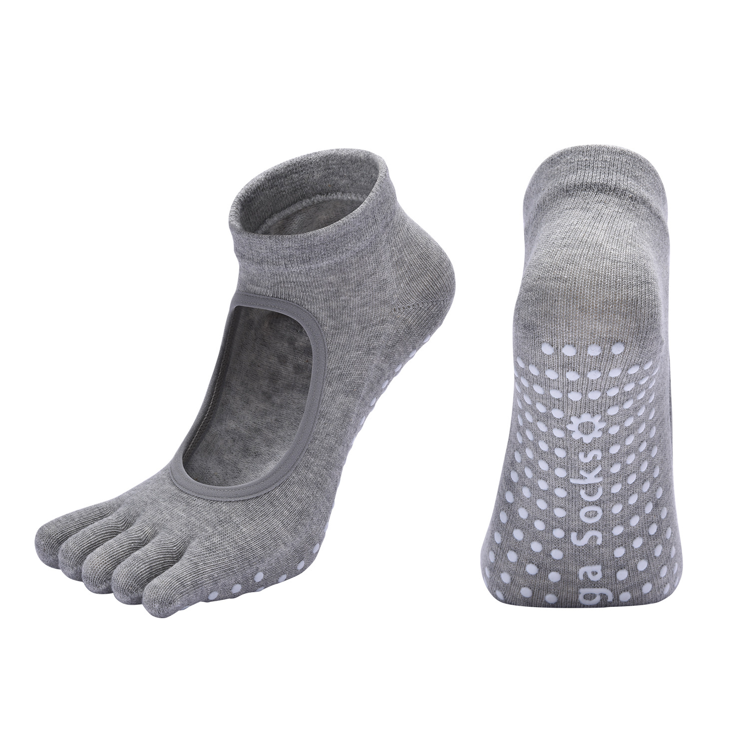 Light Grey 3-Pack Women%27s Non-Slip Five-Finger Yoga Socks - Open Back Combed Cotton Pilates & Fitness Grip Socks for Professional Exercise Light Grey 3-Pack Women%27s Non-Slip Five-Finger Yoga Socks - Open Back Combed Cotton Pilates & Fitness Grip Socks for Professional Exercise