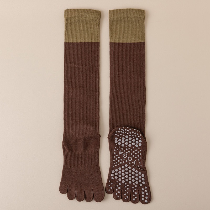 Coffee 2PCS Women%27s Professional Five-Finger Compression Calf Socks - High-Performance Knee-High Non-Slip Grip Socks for Yoga Coffee 2PCS Women%27s Professional Five-Finger Compression Calf Socks - High-Performance Knee-High Non-Slip Grip Socks for Yoga