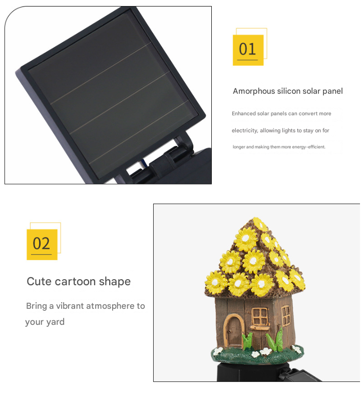 Purple House Solar Powered Mushroom House Garden Stake Lights - Outdoor Waterproof Resin Landscape Decorative Lamps with Warm LED Glow for Patio